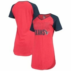 New π Women's Concepts Sport Red/Heathered Navy Houston Texans Meter Raglan V-Neck Knit Nightshirt π