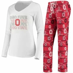 Cheapest π― Women's Concepts Sport Scarlet/White Ohio State Buckeyes Flagship Long Sleeve T-Shirt & Pants Sleep Set β¨