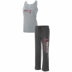 Best deal 🔔 Women's Concepts Sport Heathered Gray/Heathered Charcoal Miami Heat Plus Size Tank Top & Pants Sleep Set 🥰