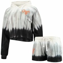 Flash Sale 👏 Women's FOCO Black San Francisco Giants Dip-Dye Hoodie T-Shirt And Pants Sleep Set 🎁