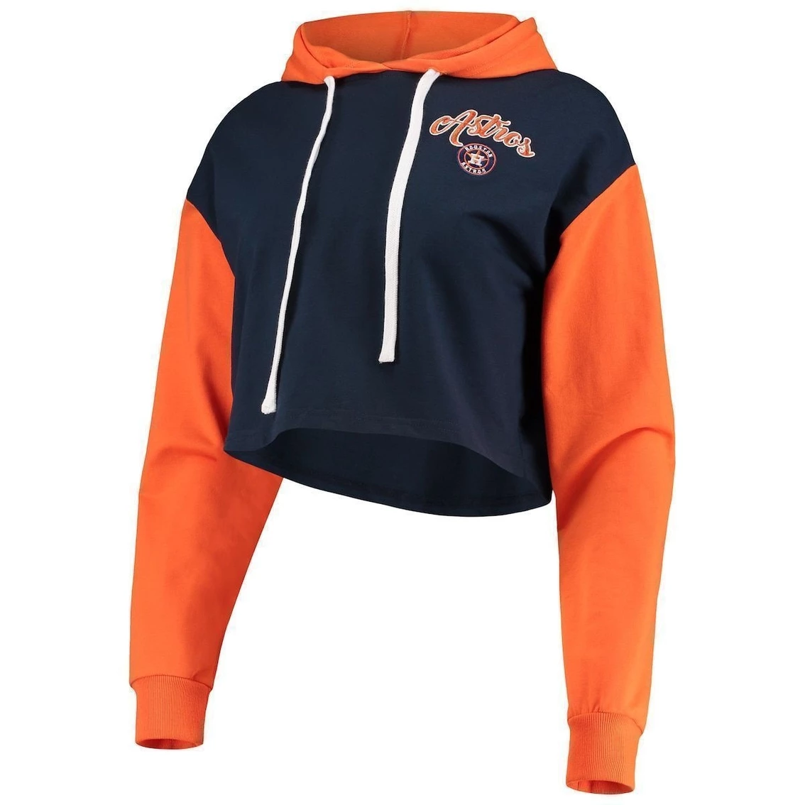 Deals π Women's FOCO Navy/Orange Houston Astros Color-Block Pullover Hoodie & Shorts Lounge Set π - Image 3
