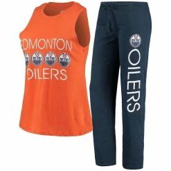 Cheap π Women's Concepts Sport Orange/Navy Edmonton Oilers Meter Tank Top & Pants Sleep Set π