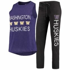 Outlet π₯ Women's Concepts Sport Purple/Black Washington Huskies Team Tank Top & Pants Sleep Set π₯°
