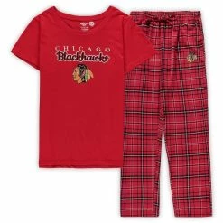 Best deal 🔔 Women's Concepts Sport Red Chicago Blackhawks Plus Size Lodge T-Shirt & Pants Sleep Set 🔔