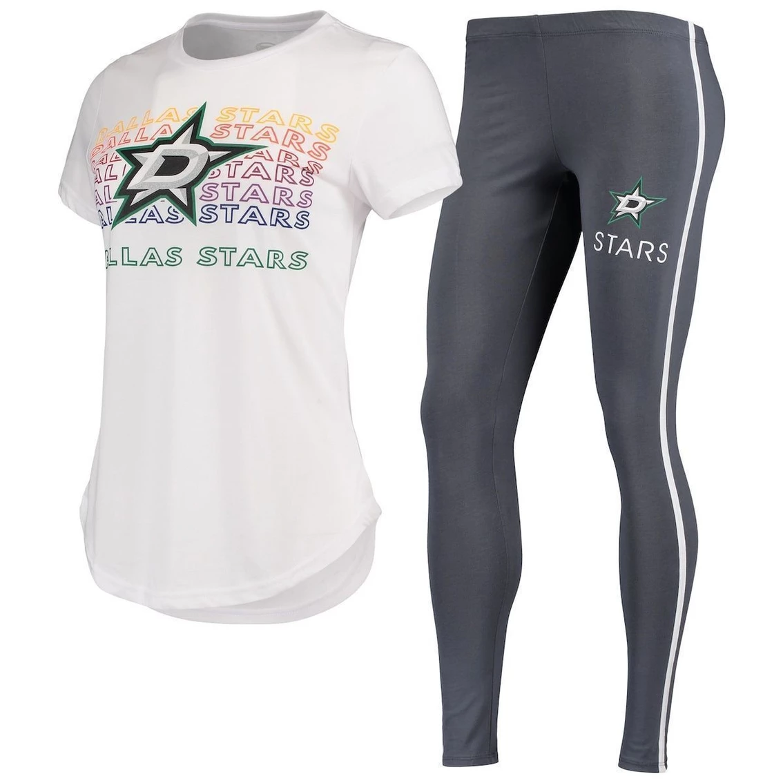 Best Sale π Women's Concepts Sport White/Charcoal Dallas Stars Sonata T-Shirt & Leggings Set β
