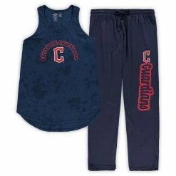 Flash Sale ✔️ Women's Concepts Sport Navy Cleveland Guardians Plus Size Jersey Tank Top & Pants Sleep Set ❤️