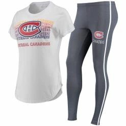 Best Pirce 😀 Women's Concepts Sport White/Charcoal Montreal Canadiens Sonata T-Shirt & Leggings Set 🔔