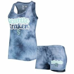Budget 😍 Women's Concepts Sport Deep Sea Blue Seattle Kraken Billboard Racerback Tank Top & Shorts Set 👏