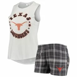 Best Sale π Women's Concepts Sport Charcoal/White Texas Longhorns Ultimate Flannel Tank Top & Shorts Sleep Set β