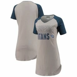 Best Pirce 🧨 Women's Concepts Sport Gray/Heathered Navy Tennessee Titans Meter Raglan V-Neck Knit Nightshirt ⌛