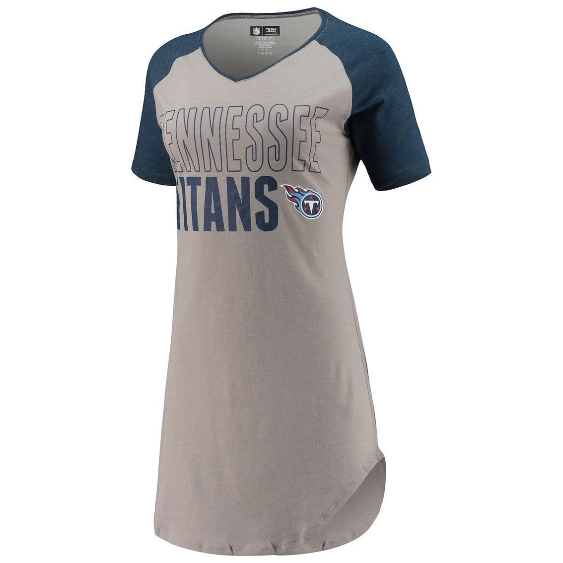 Best Pirce 𧨠Women's Concepts Sport Gray/Heathered Navy Tennessee Titans Meter Raglan V-Neck Knit Nightshirt β - Image 3