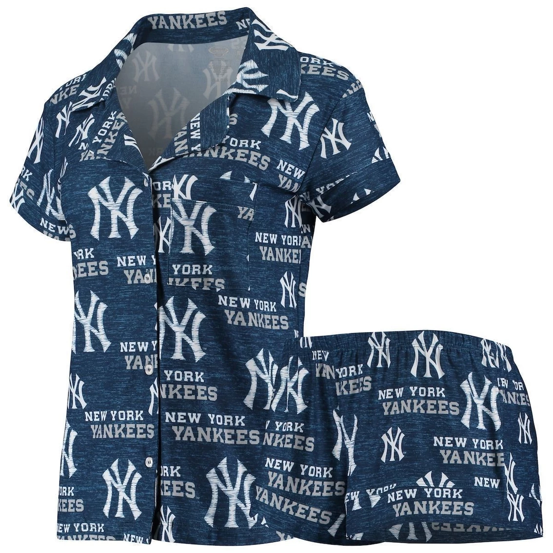 Brand new β Women's Concepts Sport Navy New York Yankees Zest Allover Print Button-Up π Shirt & Shorts Sleep Set 𧨠- Image 2