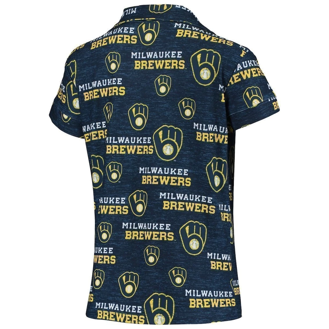 Cheapest π Women's Concepts Sport Navy Milwaukee Brewers Zest Allover Print Button-Up π Shirt & Shorts Sleep Set π - Image 4