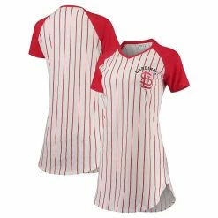 Brand new π Women's Concepts Sport White/Red St. Louis Cardinals Vigor Pinstripe Raglan V-Neck Nightshirt βοΈ