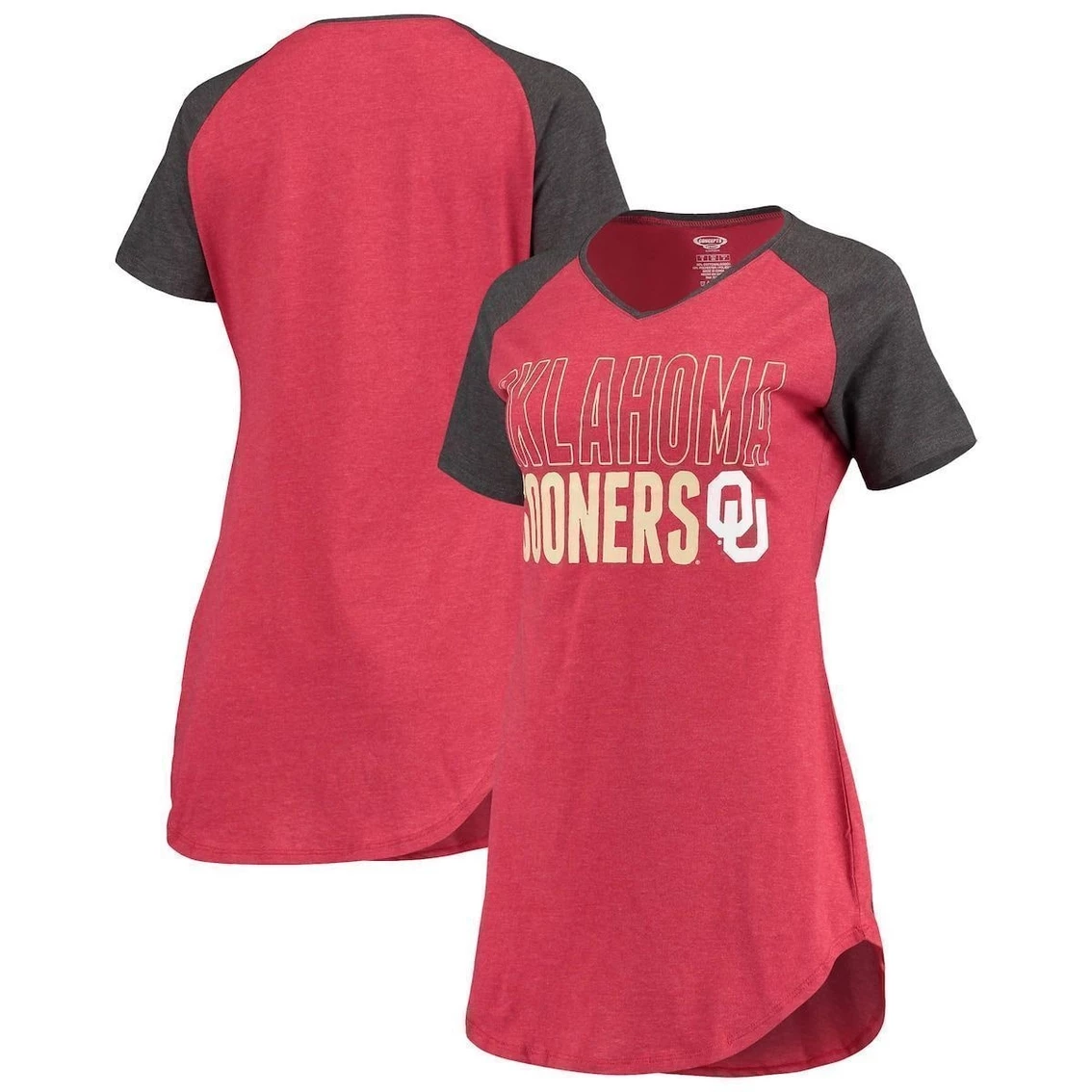 Cheapest π Women's Concepts Sport Crimson/Charcoal Oklahoma Sooners Raglan V-Neck Nightshirt π₯ - Image 2