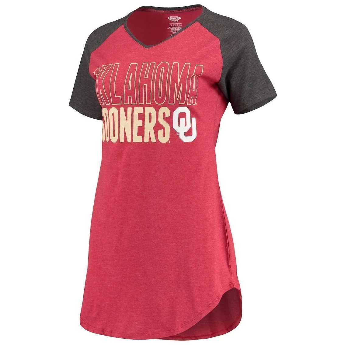 Cheapest π Women's Concepts Sport Crimson/Charcoal Oklahoma Sooners Raglan V-Neck Nightshirt π₯ - Image 3