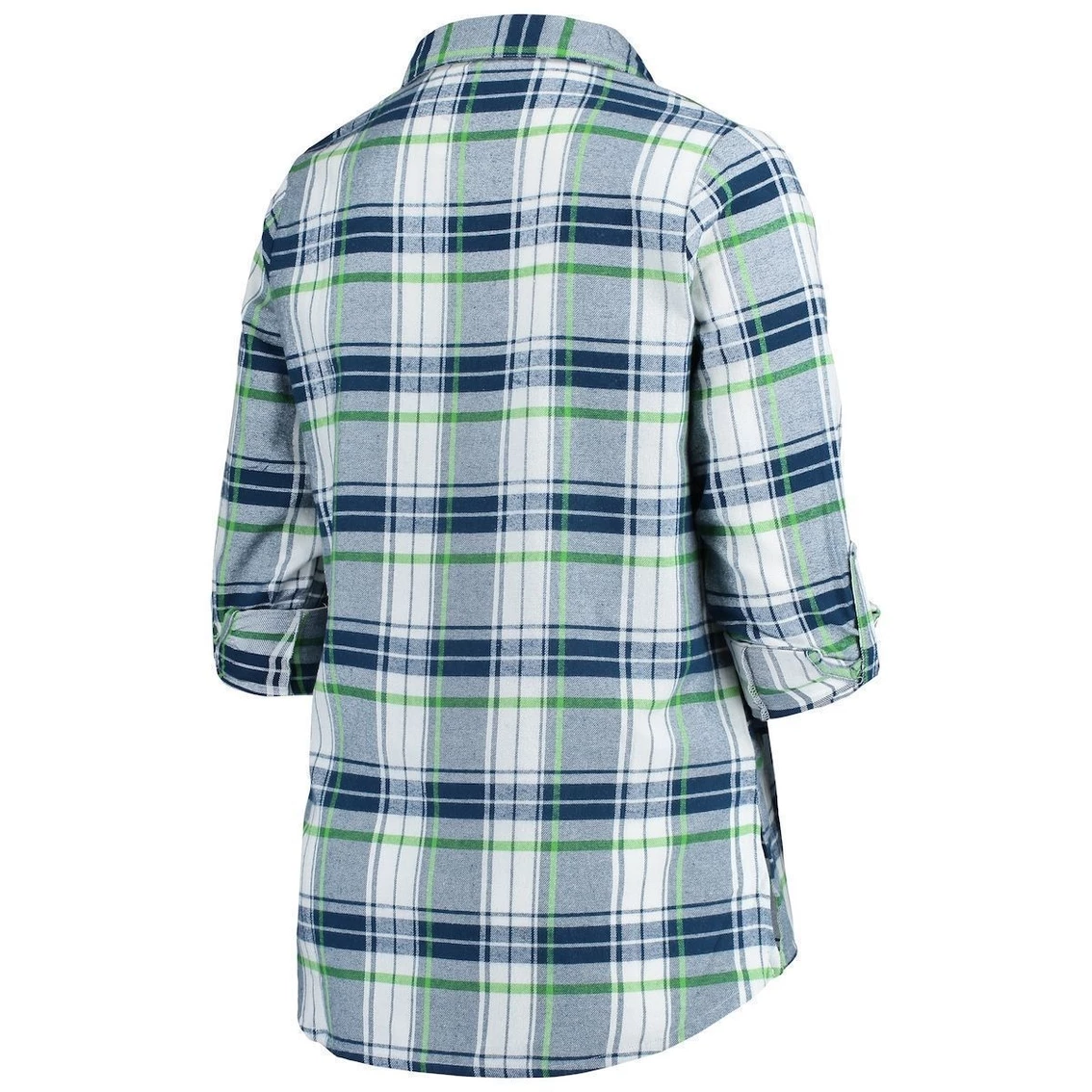 Buy β¨ Women's Concepts Sport College Navy/Neon Green Seattle Seahawks Plus Size Accolade Long Sleeve Button-Up Nightshirt π - Image 4