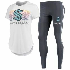 Discount π― Women's Concepts Sport White/Charcoal Seattle Kraken Sonata T-Shirt & Leggings Set βοΈ