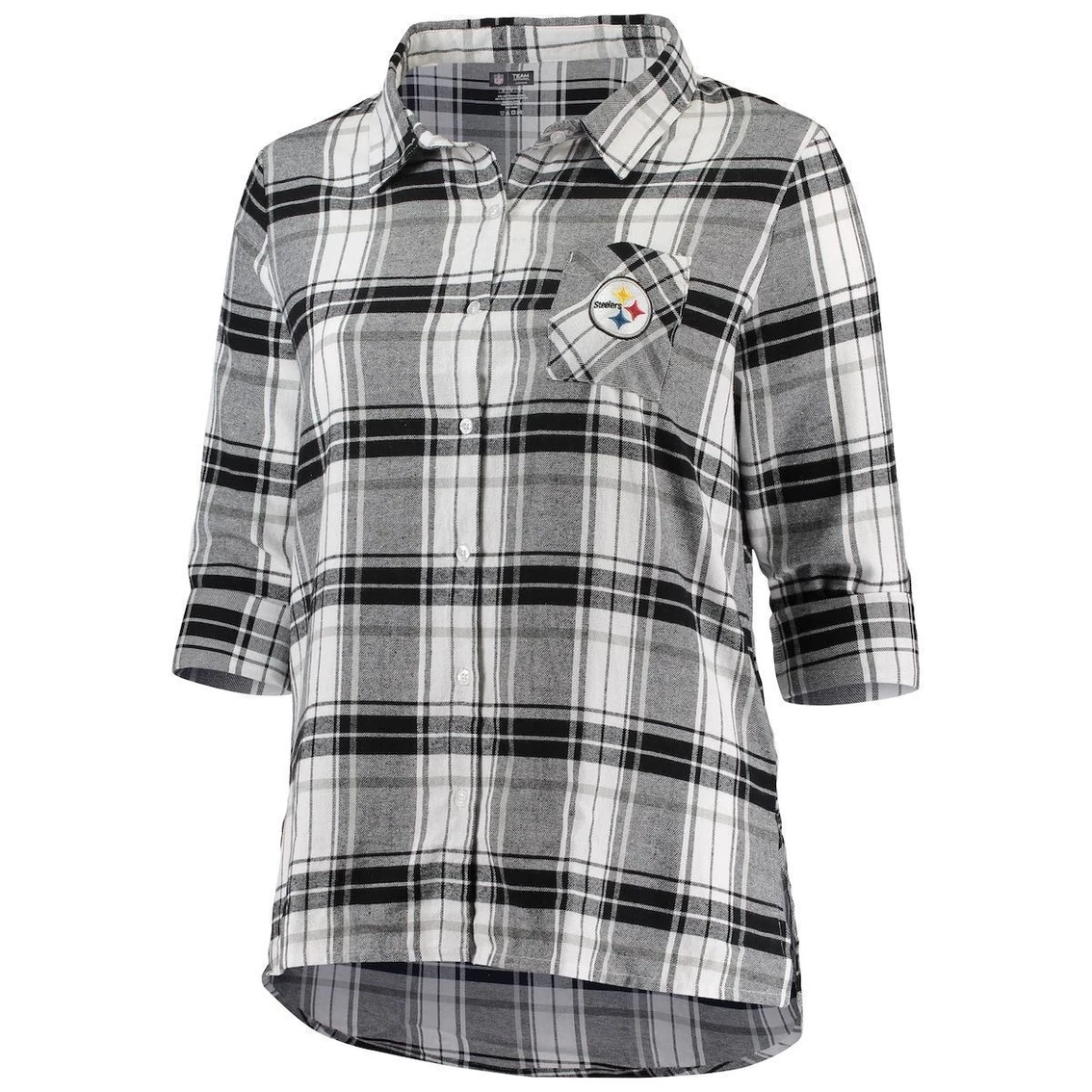 Cheap π― Women's Concepts Sport Black/Gray Pittsburgh Steelers Plus Size Accolade Long Sleeve Button-Up Nightshirt π - Image 3