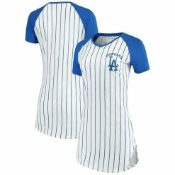 Outlet π Women's Concepts Sport White Los Angeles Dodgers Vigor Pinstripe Nightshirt π