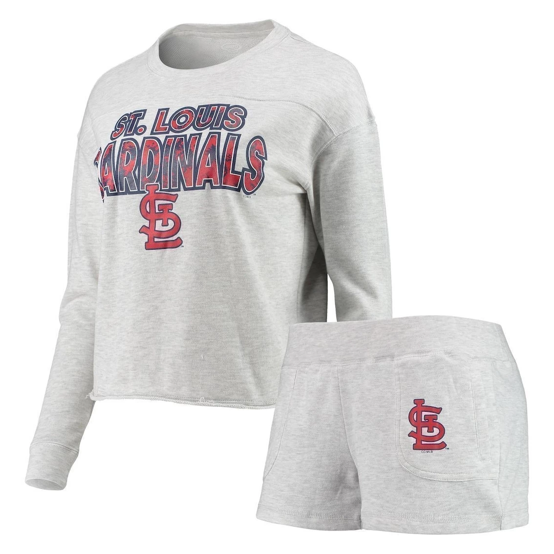 Cheap β€οΈ Women's Concepts Sport Heathered Gray St. Louis Cardinals Crossfield Long Sleeve T-Shirt & Shorts Sleep Set β¨