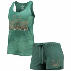 Cheap π Women's Concepts Sport Green Miami Hurricanes Billboard Tie-Dye Tank Top & Shorts Set π