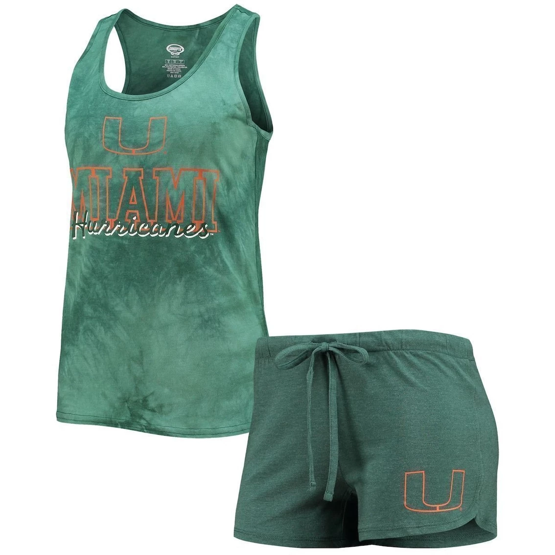 Cheap π Women's Concepts Sport Green Miami Hurricanes Billboard Tie-Dye Tank Top & Shorts Set π - Image 2