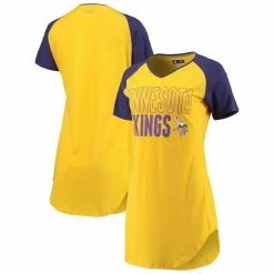 Budget ⭐ Women's Concepts Sport Gold/Heathered Purple Minnesota Vikings Meter Raglan V-Neck Knit Nightshirt 😉