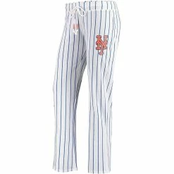 Outlet 🎁 Women's Concepts Sport White New York Mets Vigor Pinstripe Sleep Pant 🧨