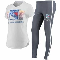 Cheap ✔️ Women's Concepts Sport White/Charcoal New York Rangers Sonata T-Shirt & Leggings Set 🌟