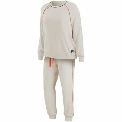 Budget π Women's WEAR By Erin Andrews Oatmeal Philadelphia Flyers Raglan Pullover Sweatshirt & Pants Lounge Set π