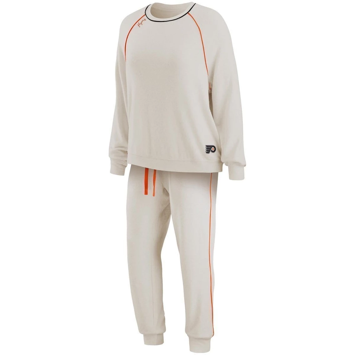 Budget π Women's WEAR By Erin Andrews Oatmeal Philadelphia Flyers Raglan Pullover Sweatshirt & Pants Lounge Set π