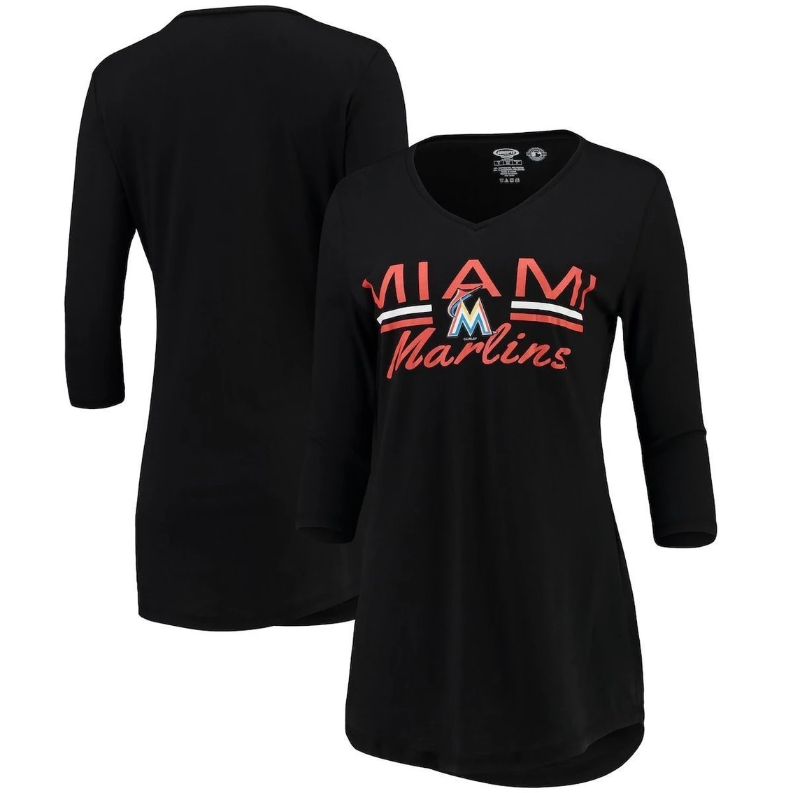 Buy π₯° Women's Concepts Sport Black Miami Marlins Duo 3/4-Sleeve V-Neck Nightshirt βοΈ - Image 2