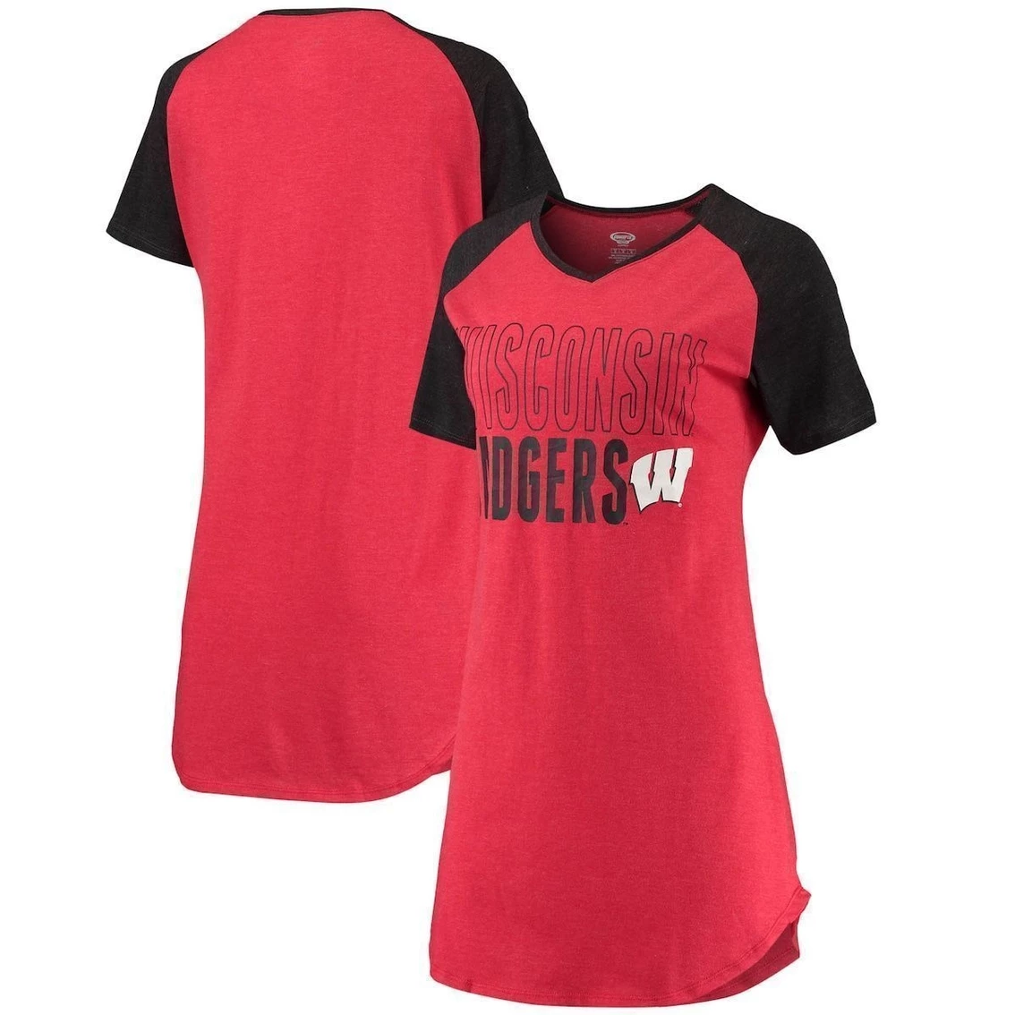 Top 10 π₯ Women's Concepts Sport Red/Black Wisconsin Badgers Raglan V-Neck Nightshirt π
