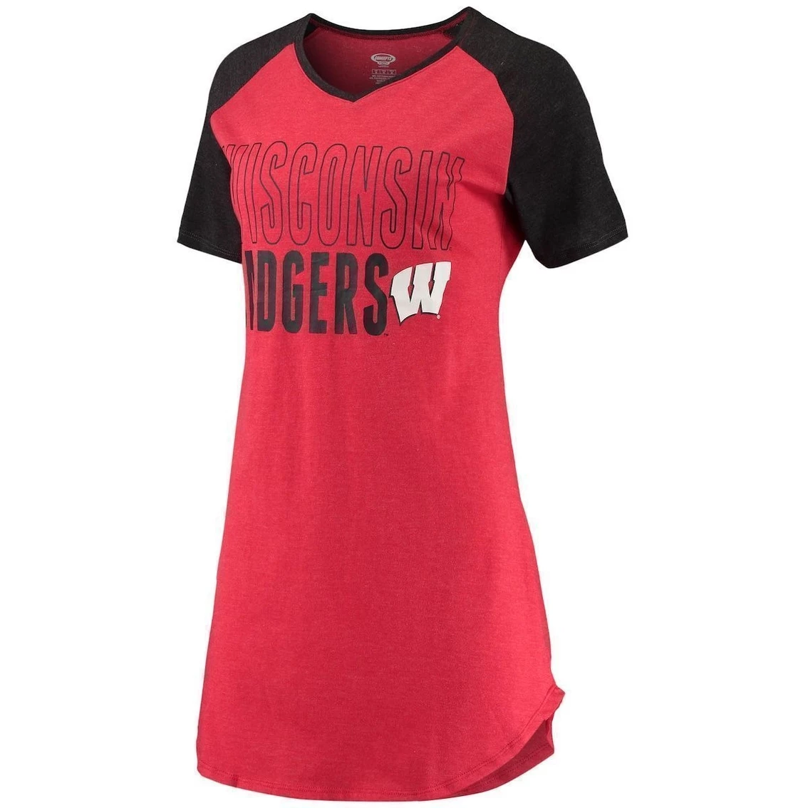 Top 10 π₯ Women's Concepts Sport Red/Black Wisconsin Badgers Raglan V-Neck Nightshirt π - Image 3