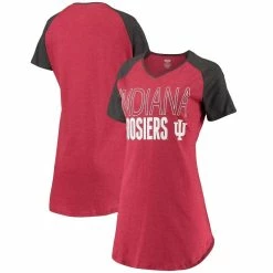 Best reviews of ❤️ Women's Concepts Sport Crimson/Charcoal Indiana Hoosiers Raglan V-Neck Nightshirt 🎉