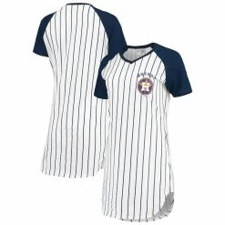 Buy 🥰 Women's Concepts Sport White/Navy Houston Astros Vigor Pinstripe Raglan V-Neck Nightshirt ✨