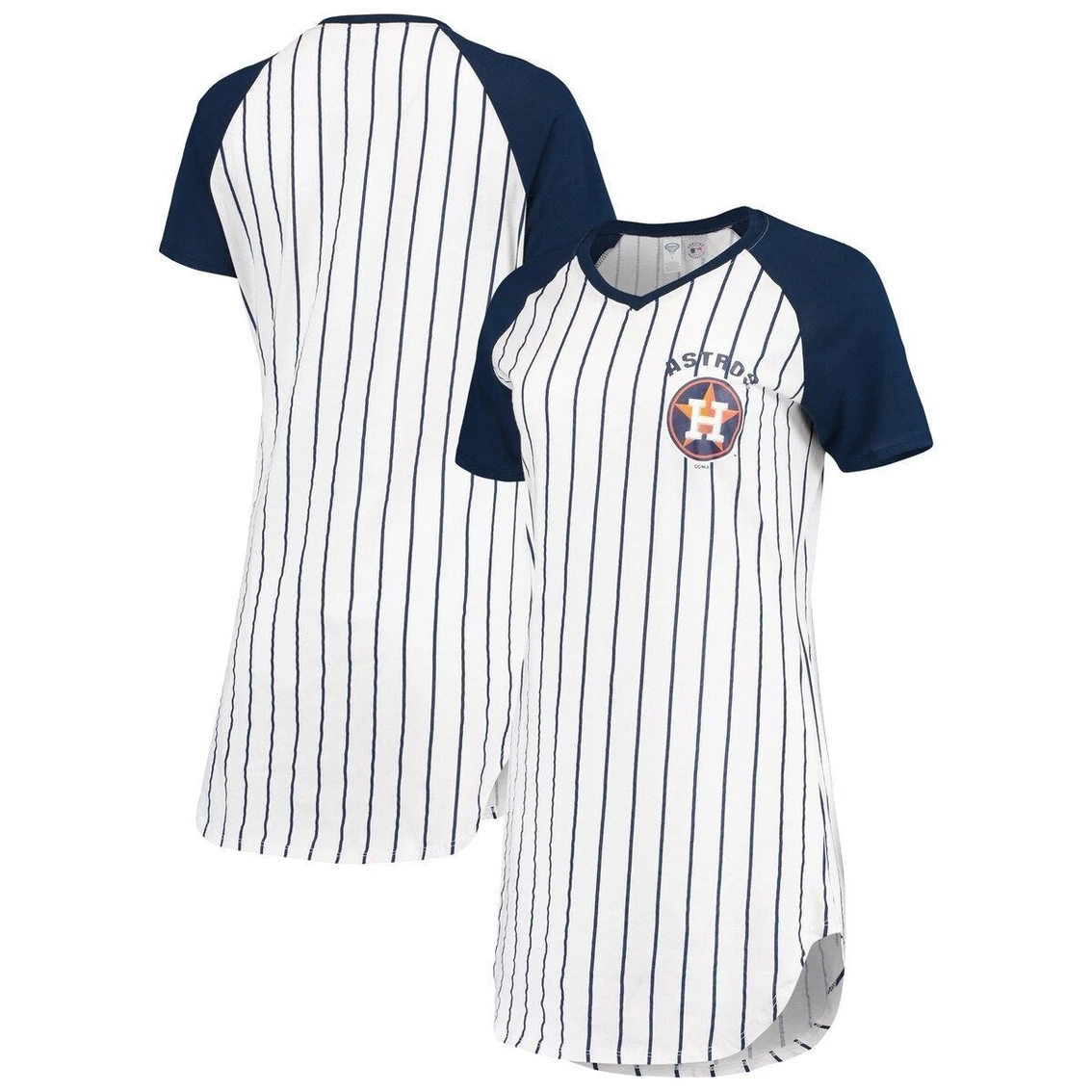 Buy π₯° Women's Concepts Sport White/Navy Houston Astros Vigor Pinstripe Raglan V-Neck Nightshirt β¨
