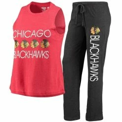 Discount 🌟 Women's Concepts Sport Red/Black Chicago Blackhawks Meter Tank Top & Pants Sleep Set 🧨