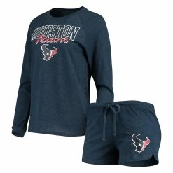 Cheap π Women's Concepts Sport Navy Houston Texans Meter Knit Long Sleeve Raglan Top & Shorts Sleep Set β¨