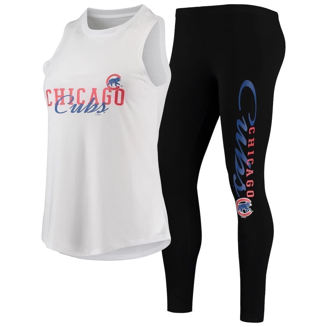 Coupon π₯° Women's Concepts Sport White/Black Chicago Cubs Sonata Tank Top & Leggings Set π - Image 2