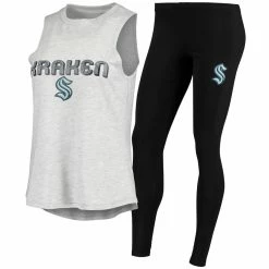 Buy ⌛ Women's Concepts Sport Heathered Gray/Black Seattle Kraken Profound Tank Top & Leggings Sleep Set 🎉