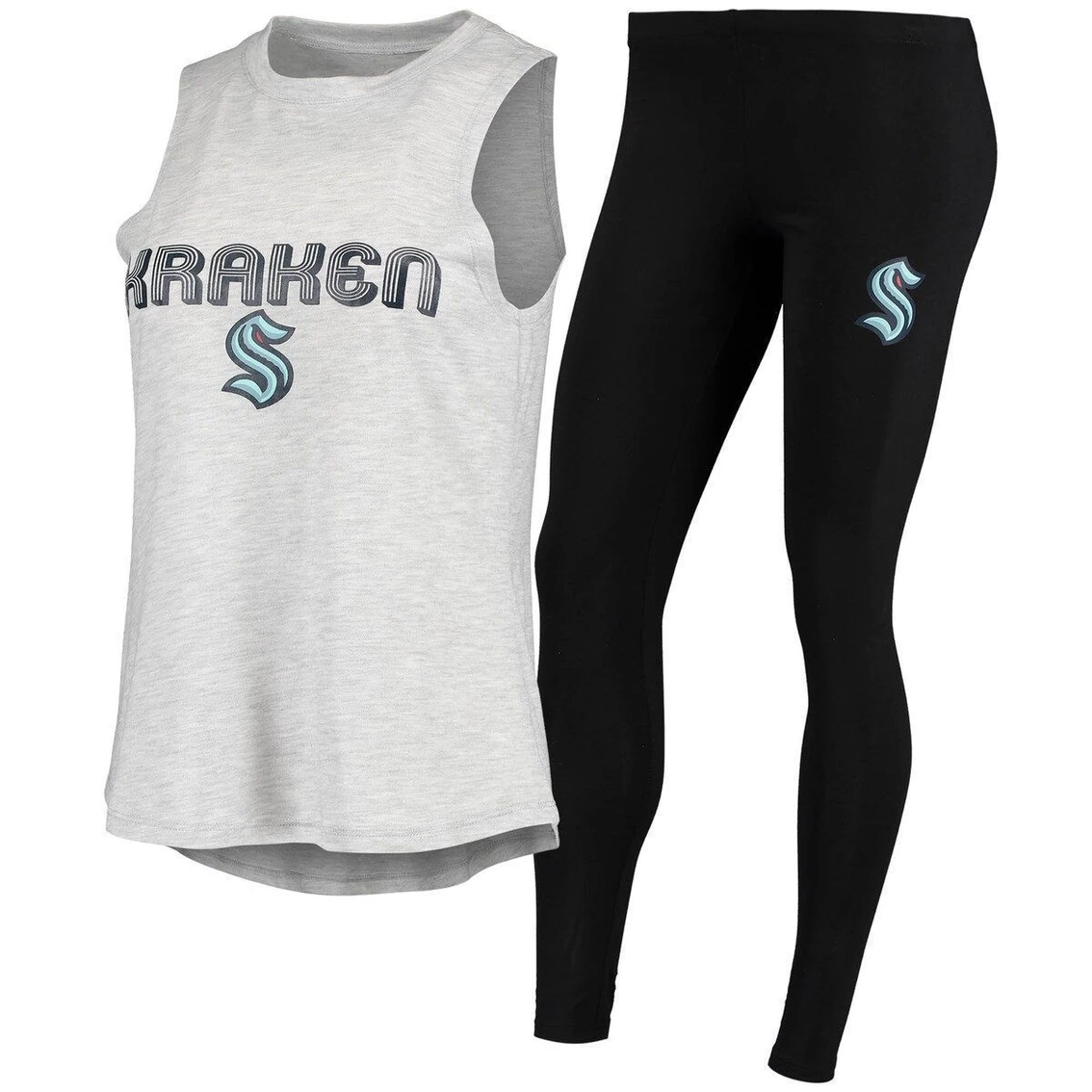 Buy β Women's Concepts Sport Heathered Gray/Black Seattle Kraken Profound Tank Top & Leggings Sleep Set π - Image 2