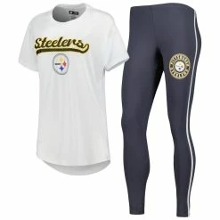 Cheapest π Women's Concepts Sport White/Charcoal Pittsburgh Steelers Sonata T-Shirt & Leggings Sleep Set π