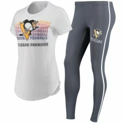 Deals 🔔 Women's Concepts Sport White/Charcoal Pittsburgh Penguins Sonata T-Shirt & Leggings Set 👍
