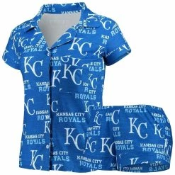 Outlet π Women's Concepts Sport Royal Kansas City Royals Zest Allover Print Button-Up π Shirt & Shorts Sleep Set π§¨