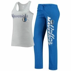 Deals 🔔 Women's Concepts Sport Heathered Gray/Heathered Blue Dallas Mavericks Anchor Tank Top & Pants Sleep Set 😍