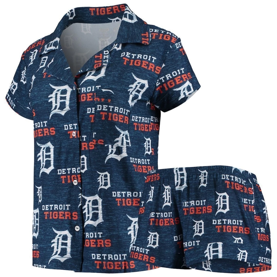 Best deal π Women's Concepts Sport Navy Detroit Tigers Zest Allover Print Button-Up π Shirt & Shorts Sleep Set β€οΈ - Image 2
