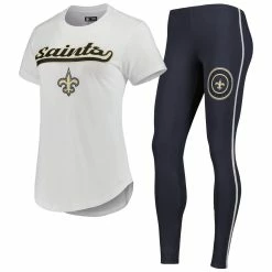 Cheapest 🧨 Women's Concepts Sport White/Charcoal New Orleans Saints Sonata T-Shirt & Leggings Sleep Set 🔔