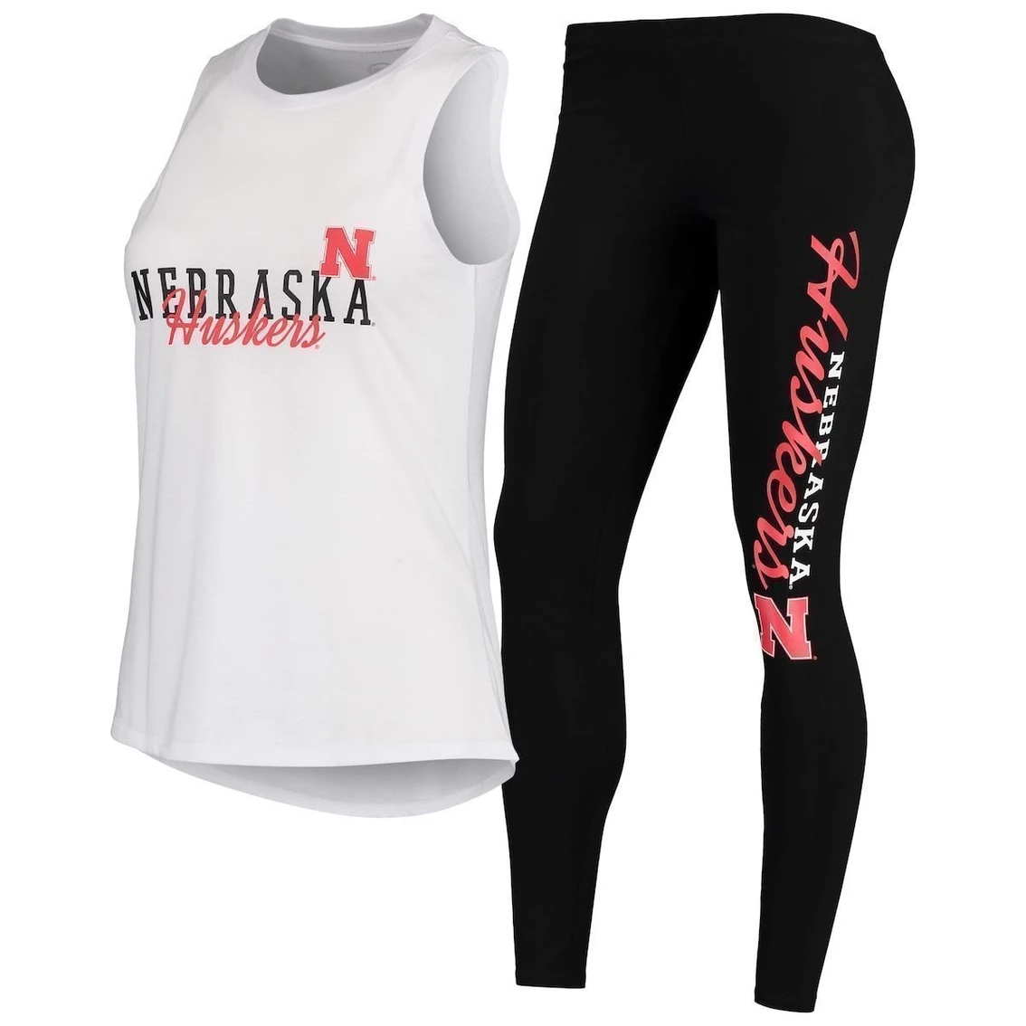 Best Sale π₯° Women's Concepts Sport White/Black Nebraska Huskers Tank Top And Leggings Sleep Set π